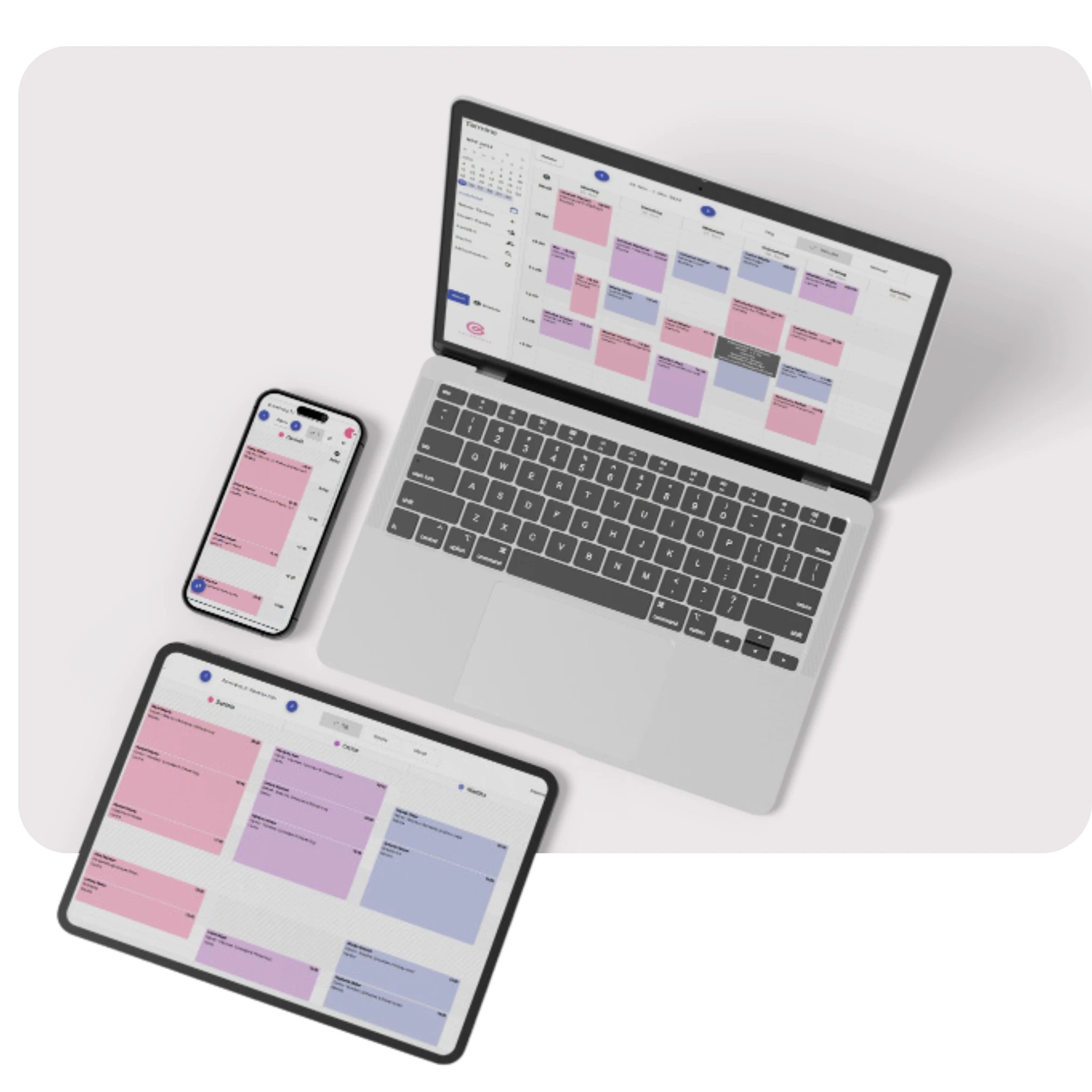 Onlinekalender für Fußpflegebetriebe auf Laptop, Tablet und Handy