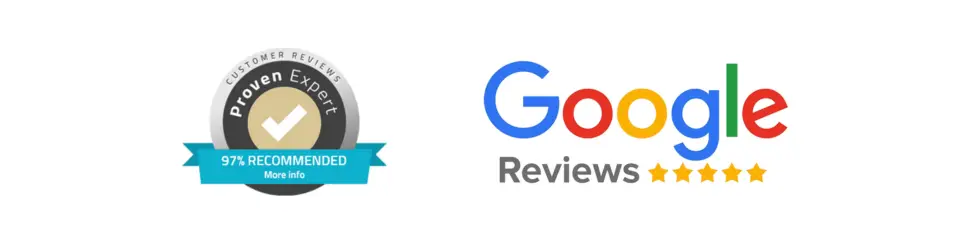 Proven Expert recommendation badge and 5-star Google rating in the experience section of Calendall