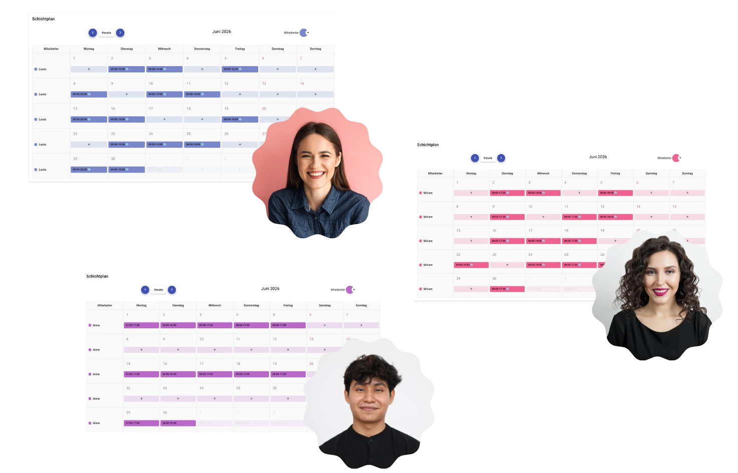 Online-Dienstplan für flexible Arbeitszeiten und individuelle Schichtplanung von Mitarbeitern für Kosmetikstudios, Friseursalons und Massagesalon