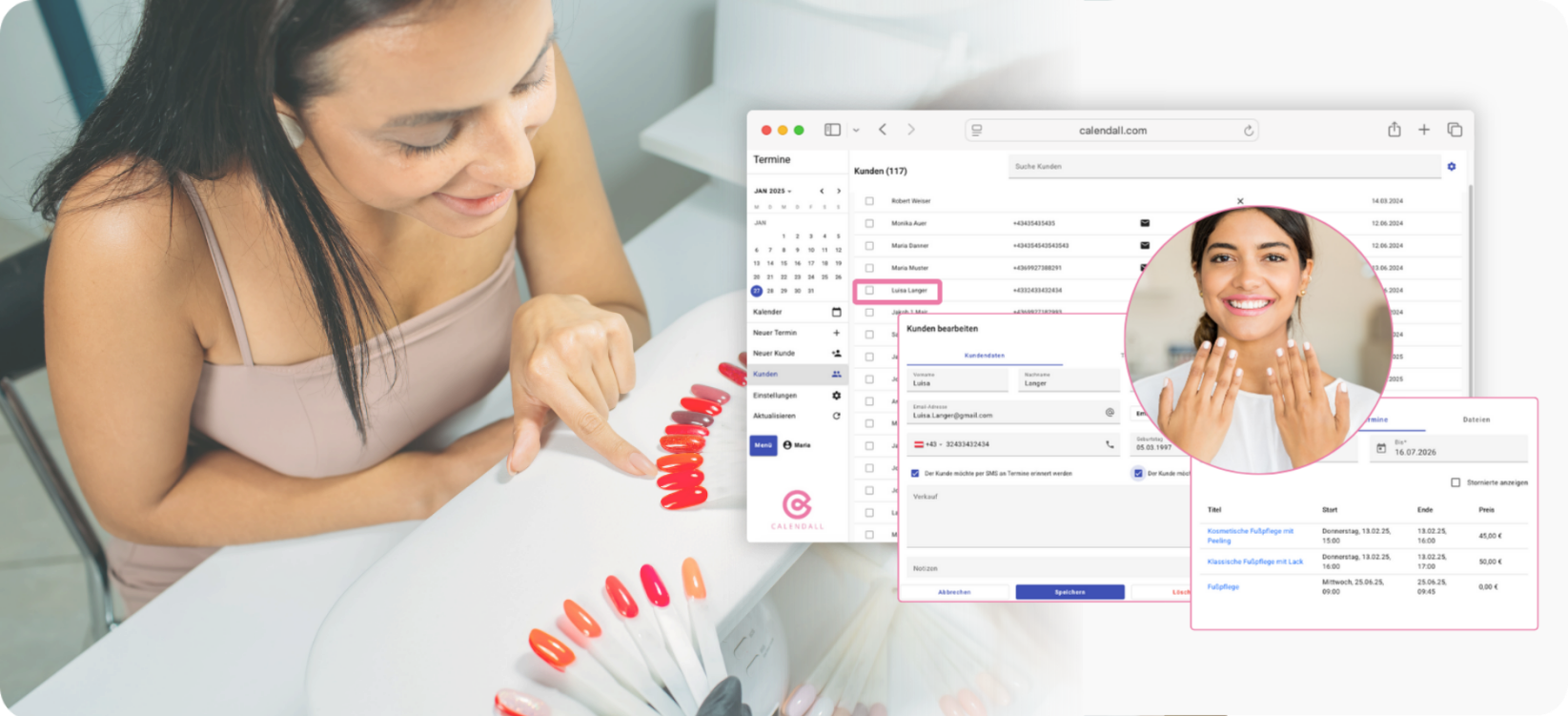 Digitale Kundenkartei App für Nagelstudios mit Kundendaten, Designwünschen und Terminen