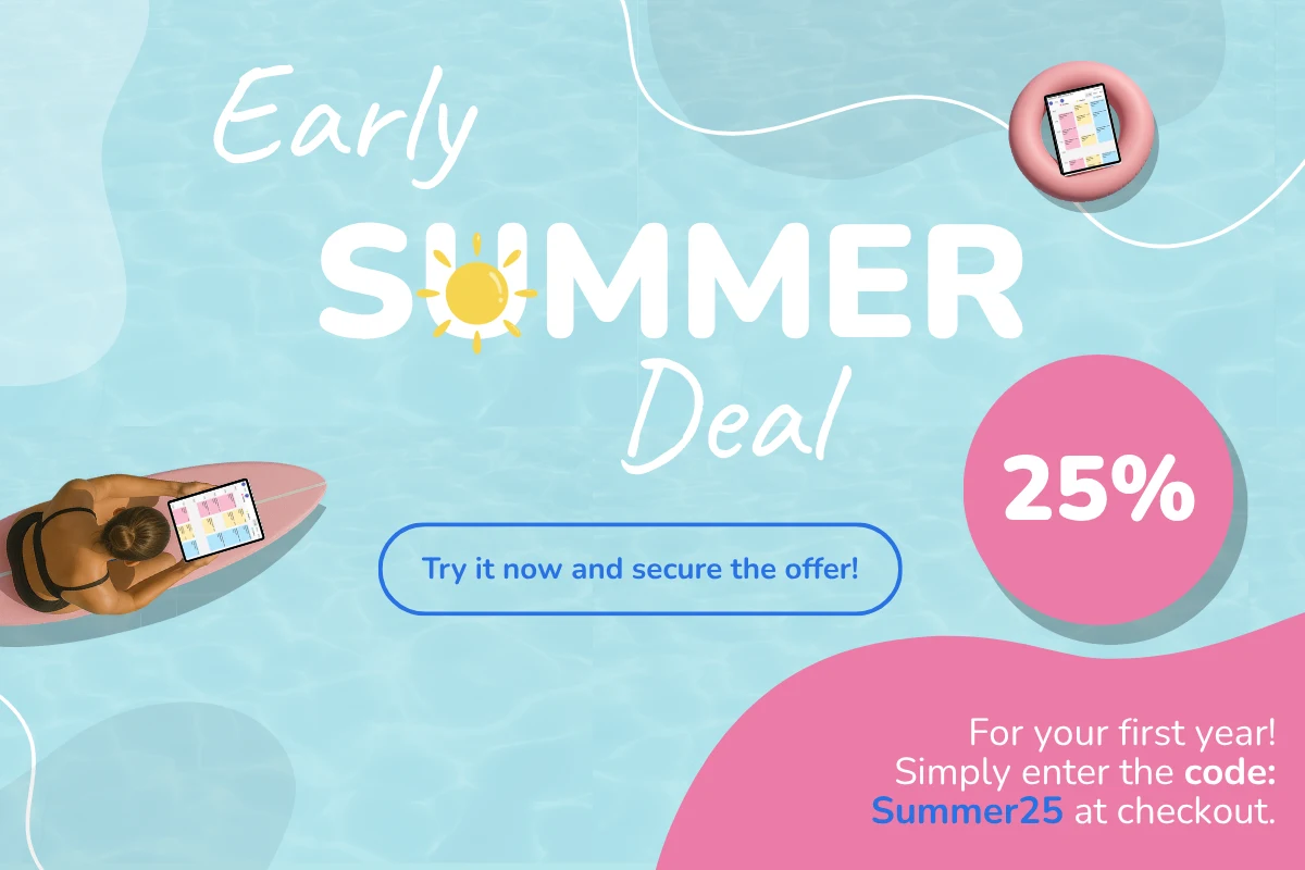 Early Summer Deal – 25% off online appointment booking software in your first year