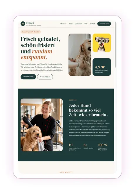 Webseite für Hundefriseursalon