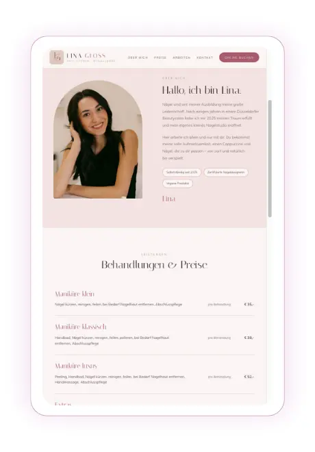 Webseite für Nagelstudio